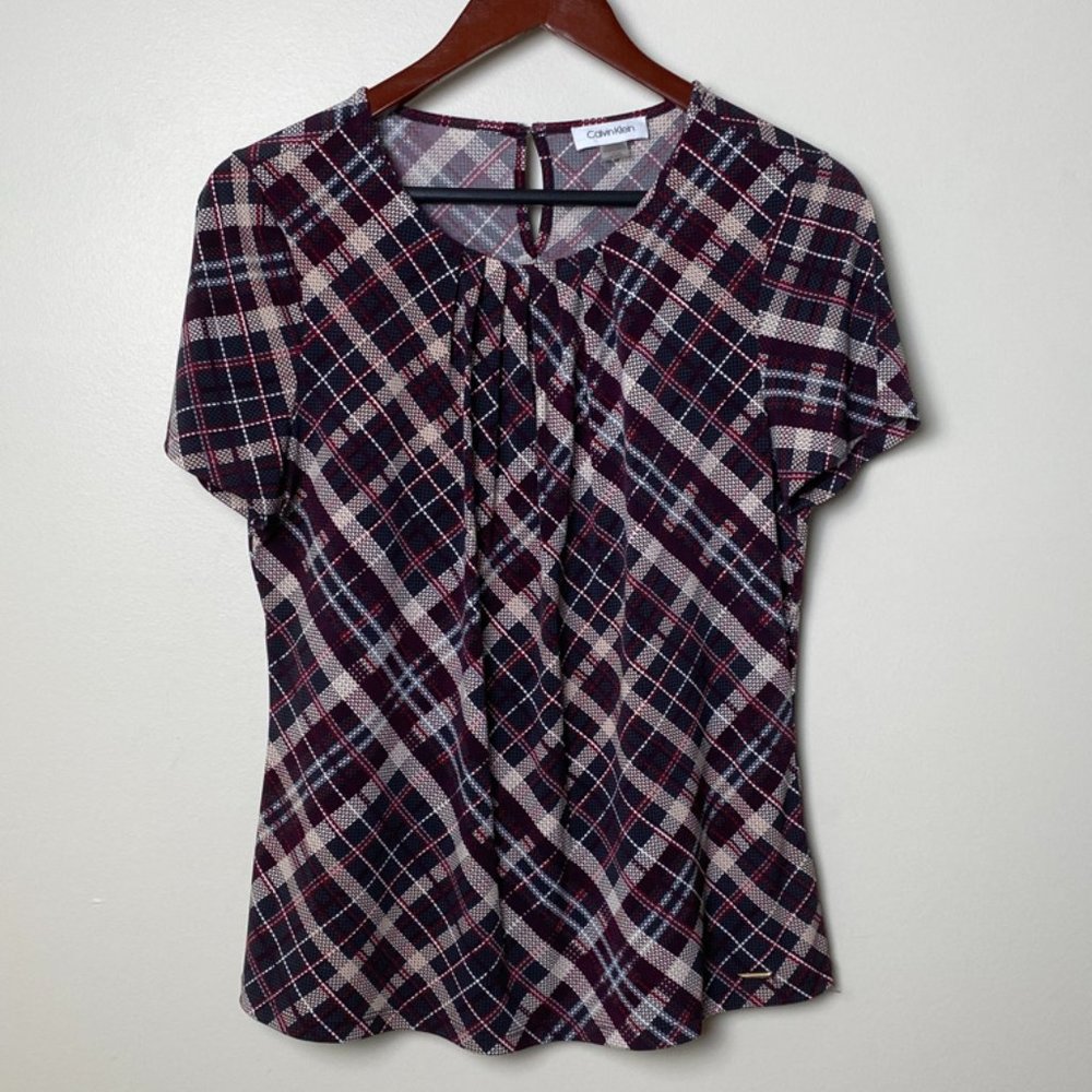Calvin Klein plaid blouse size L